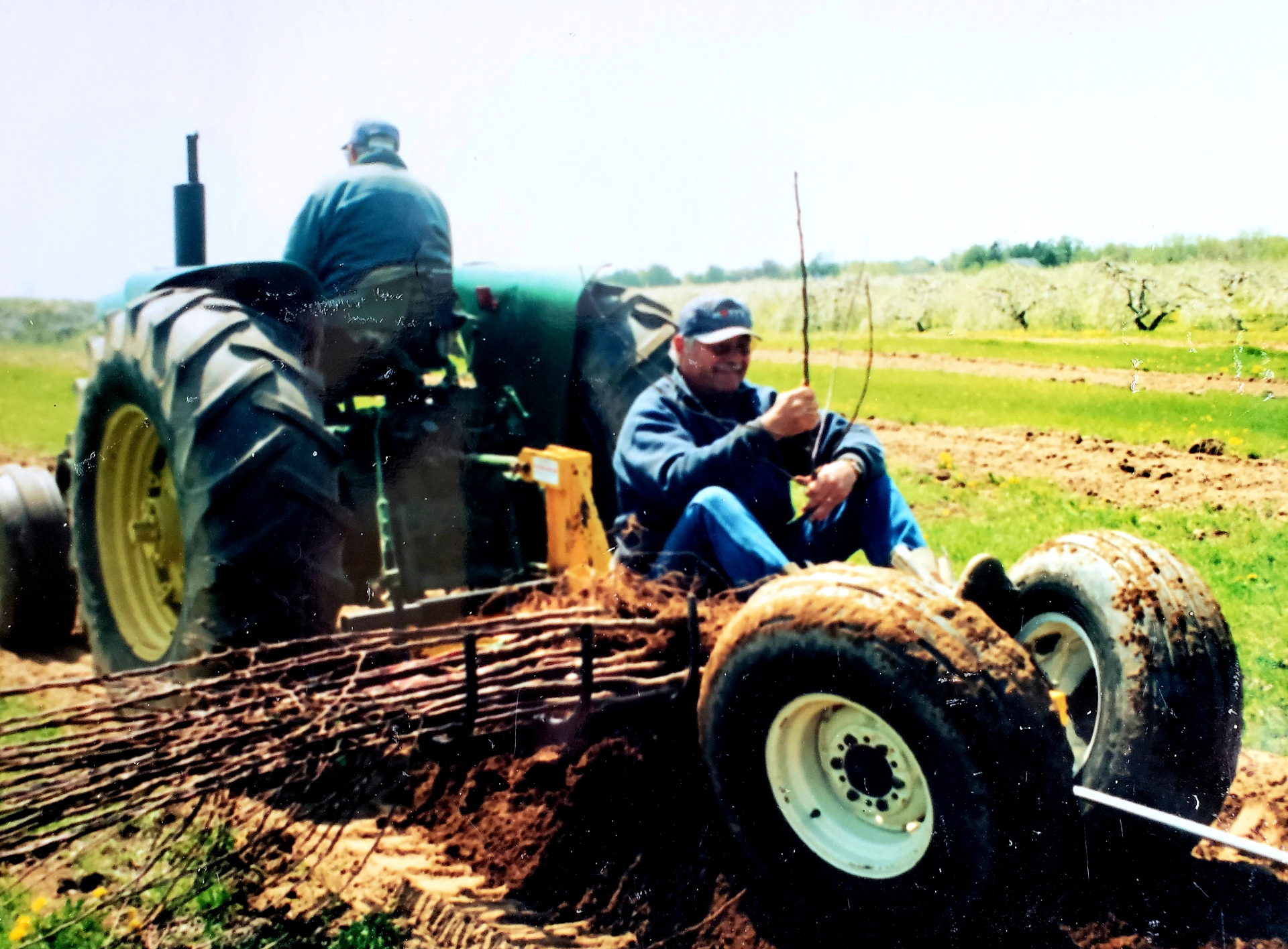 Jason's dad planting trees in Sodus